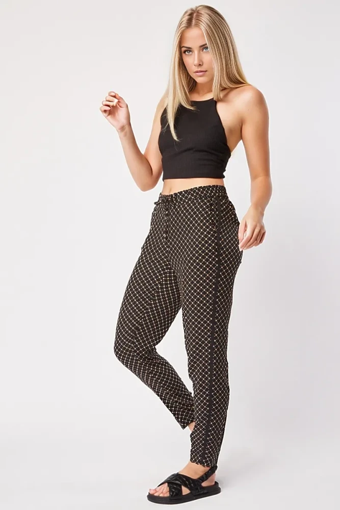 Black Printed  Viscose Trouser