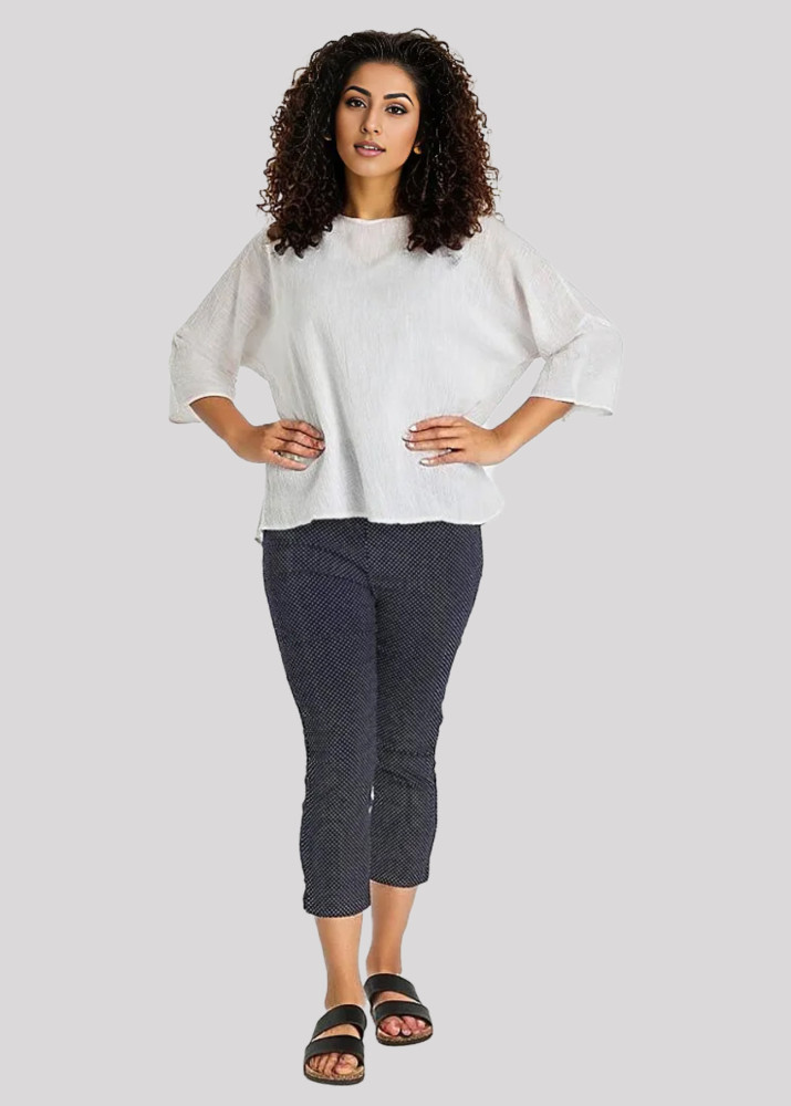 Ladies Crop Leg Polka Print Capri Pant