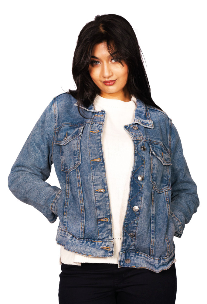 Ladies Indigo Button Closer High Street Branded Denim Jacket