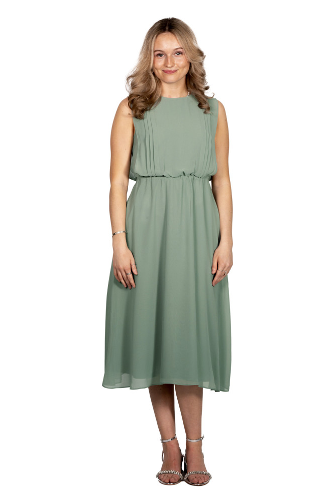 Womens Green Sleeve Less Fancy Long Dress