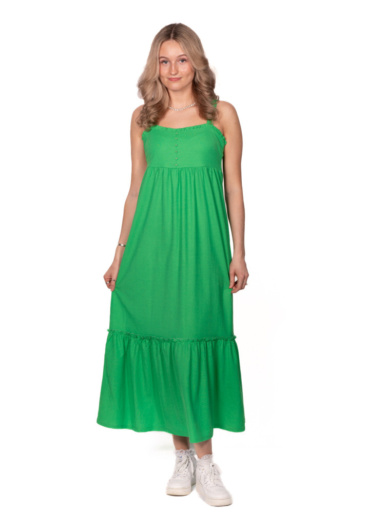 Frill Hem Midi Dress ( Black/Green/Denim)